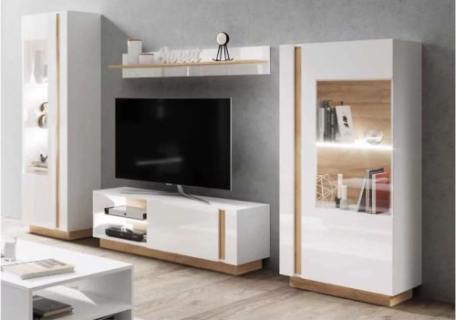 Aranżacja meblościanka Aron biały połysk toniMeble.jpg